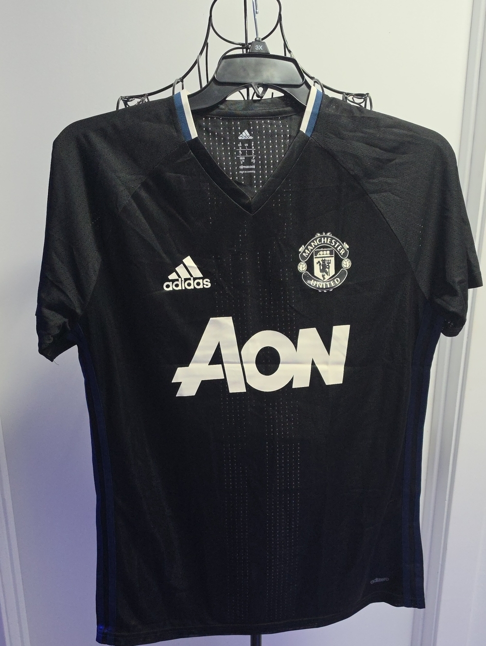 adidas Black Manchester United AON Training Jersey